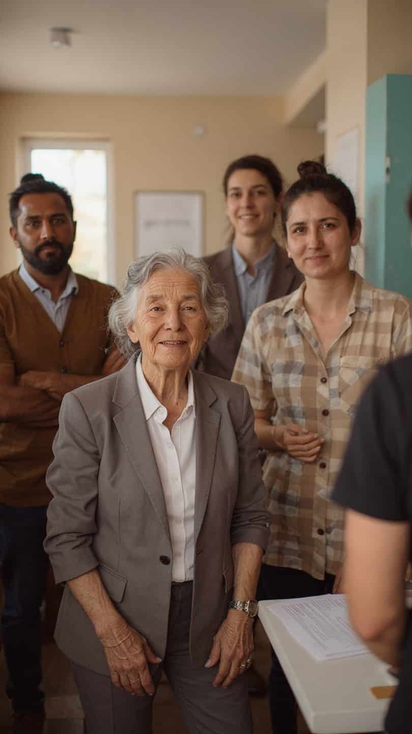 Un grupo diverso de personas de diferentes edades y orígenes, de pie juntas, representando la inclusión, la justicia social y el fortalecimiento comunitario